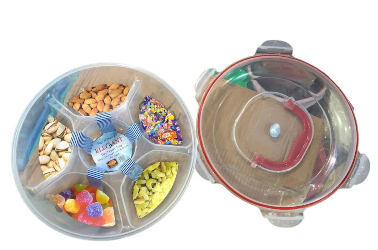 6 Compartment Dry Fruit Plastic Box - Food Grade Plastic