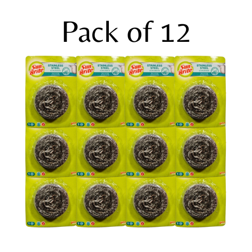 Sun-Brite Stainless Steel Scrubber - Pack of 12