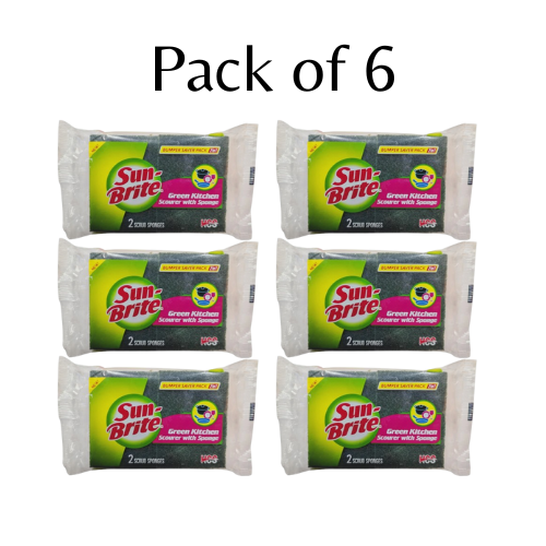 Sun-Brite 2 Scrub Sponges Bumper Saver Pack 2 in 1 - Pack of 6