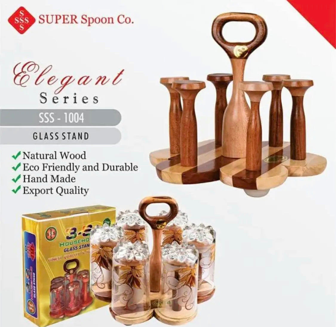 3-S Wooden Glass Stand - Premium Quality