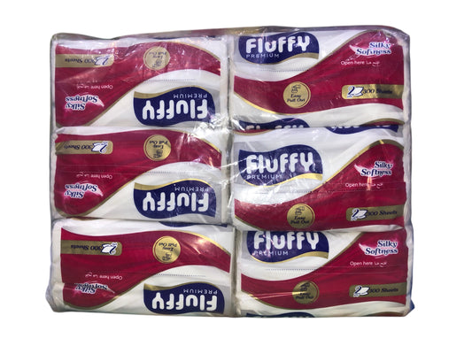 Fluffy 2-Ply Soft Tissues - 300 Tissues - Pack of 6