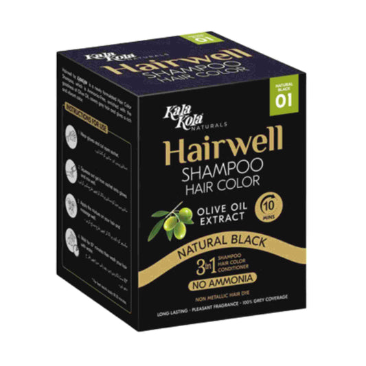 Kala Kola Hairwell Natural Black Shampoo Hair Colour - 10 Sachet