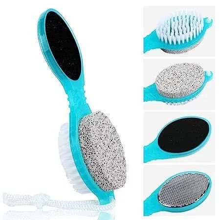 4 In 1 Foot Pedicure Brush, Pumice Stone, Scrubber & File - Pack of 3