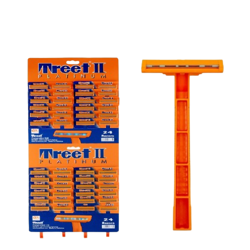 Treet Two Razor For Men & Women - Orange - 12 Pcs